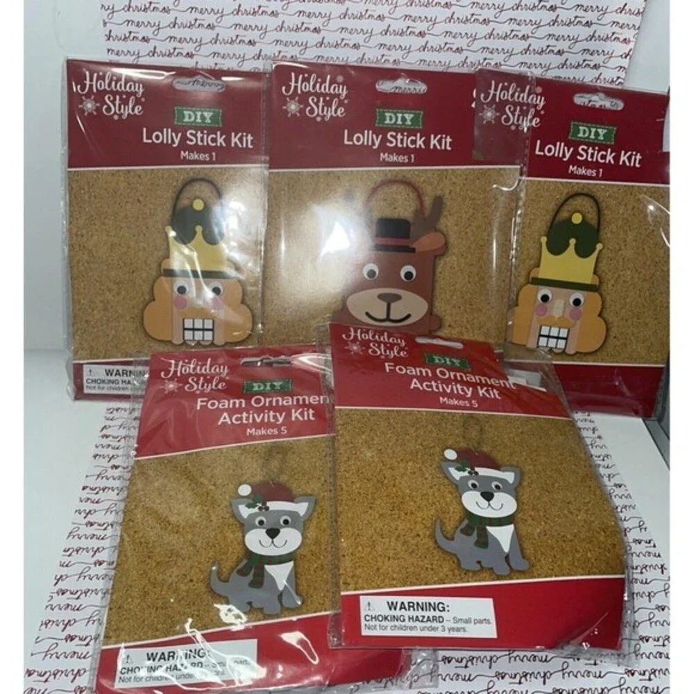 Christmas‎ Ornament & Decor Activity Kits Foam & Wood Lot-5 DIY Makes 13 Age 3+
